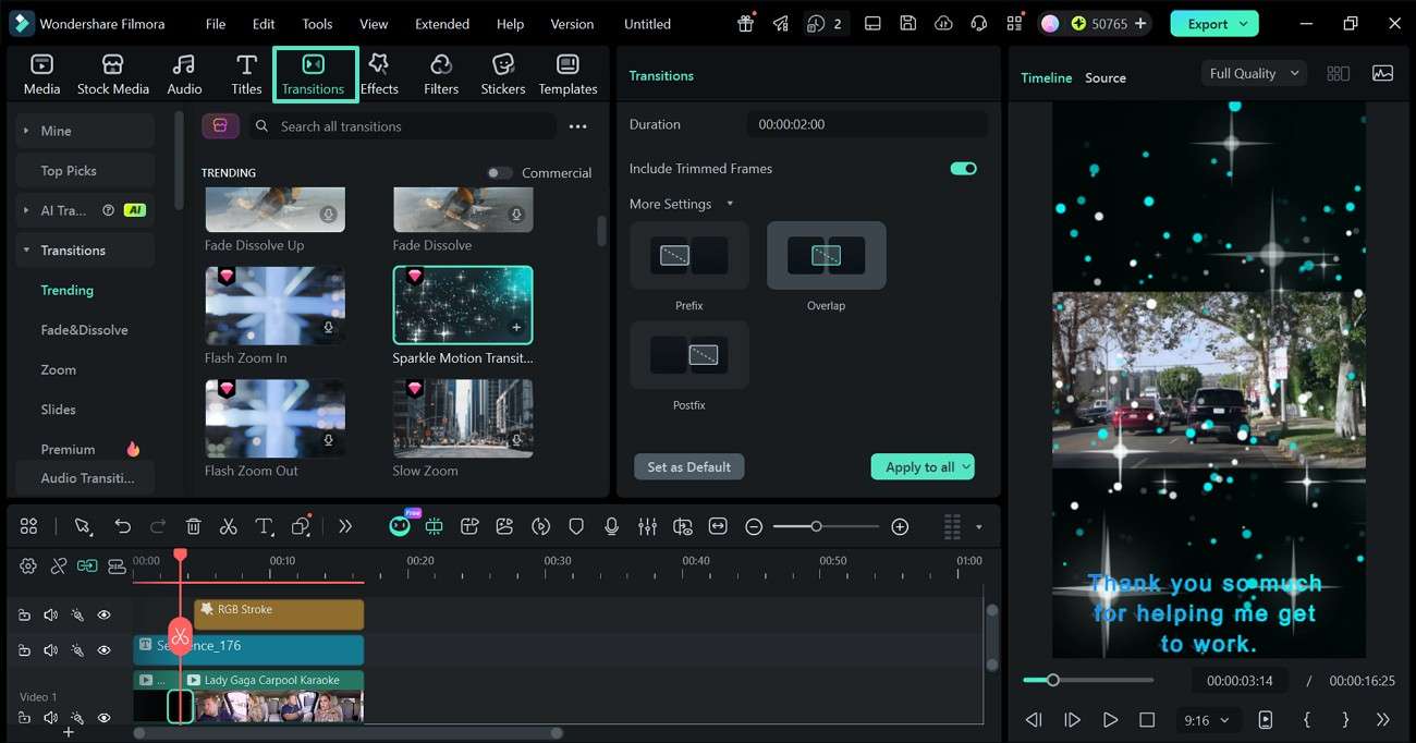 apply video transitions