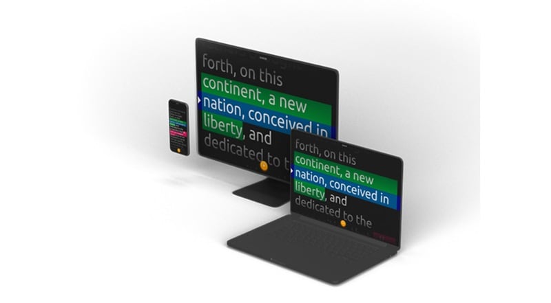 PromptSmartのテレプロンプター画面