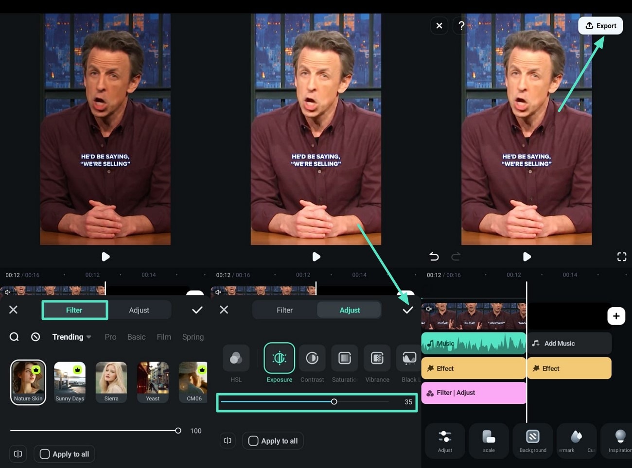 make further enhancements and export video
