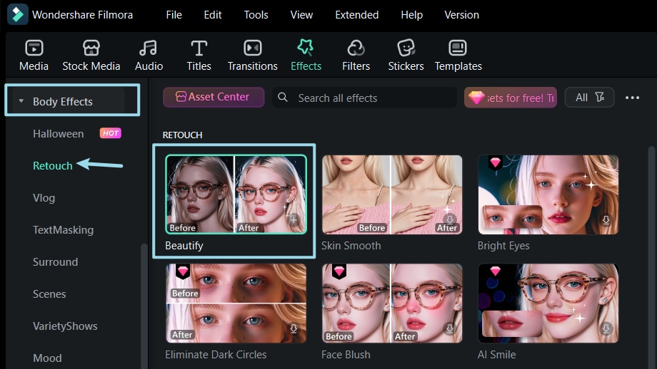 apply the beautify effect