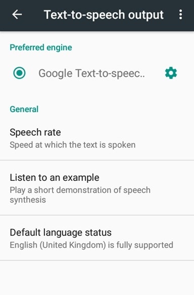 google text to speech android interface