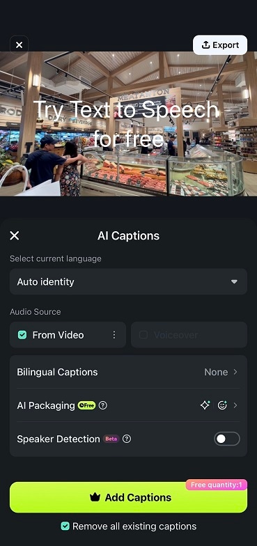 ai captions feature