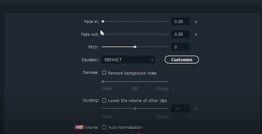 adjust auido in filmora