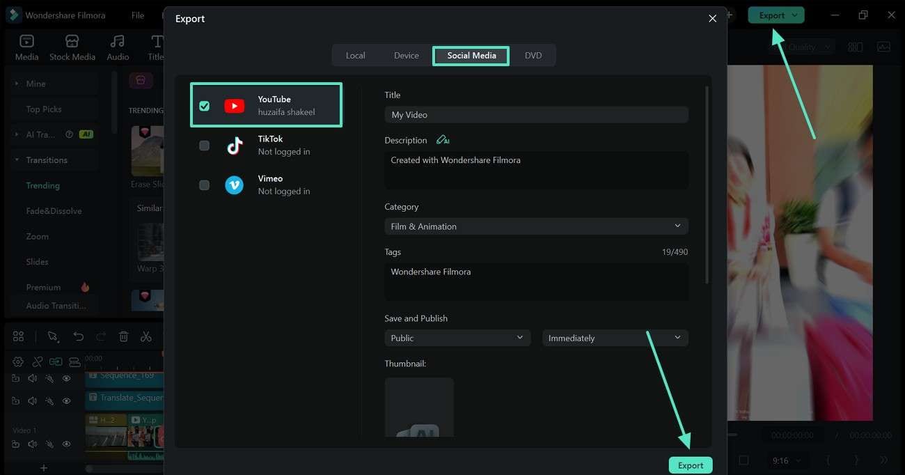 share video directly on youtube
