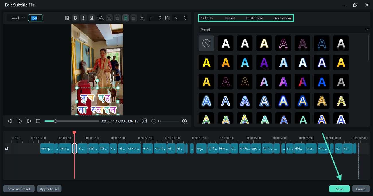 personalize hindi captions