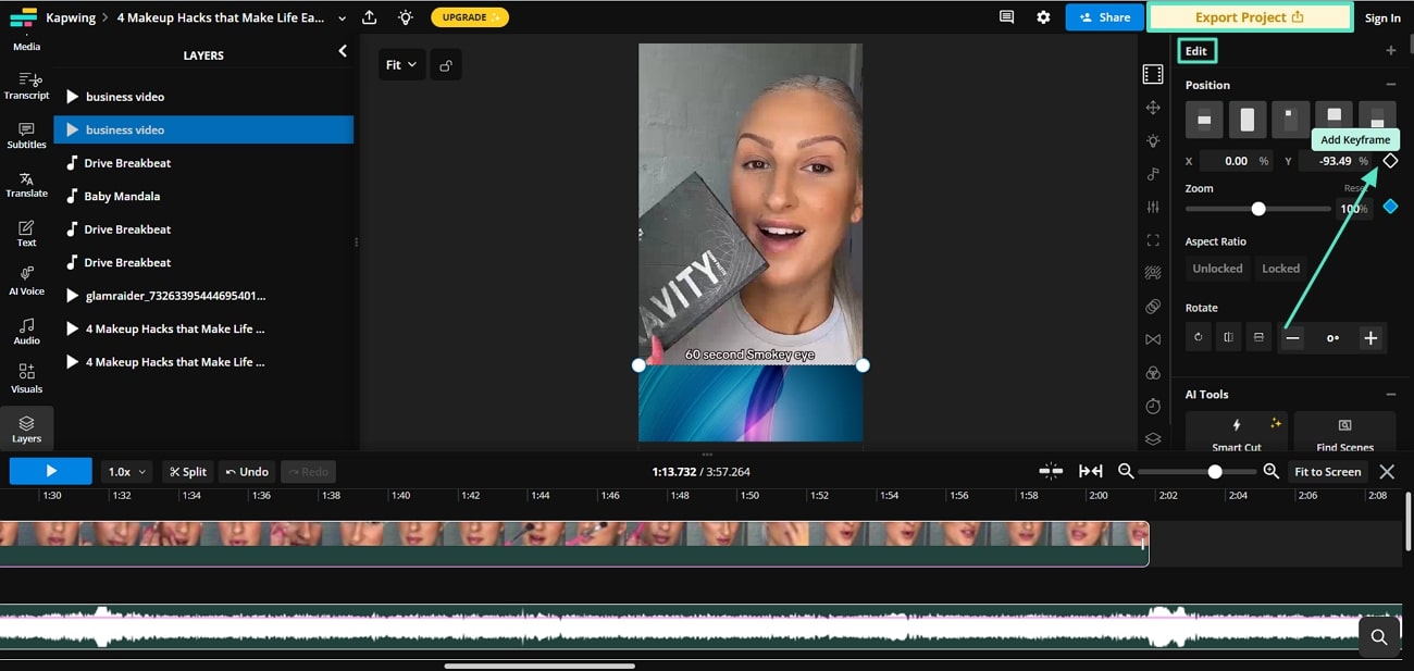 edit keyframes kapwing