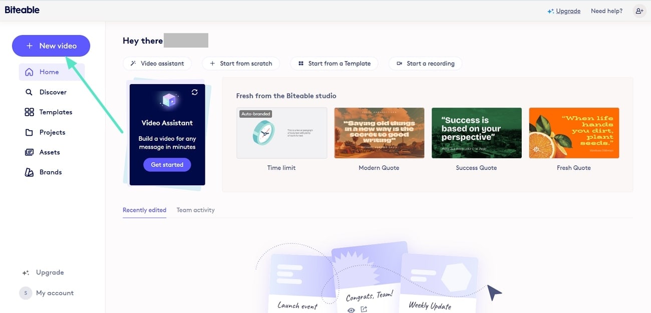 create new video biteable