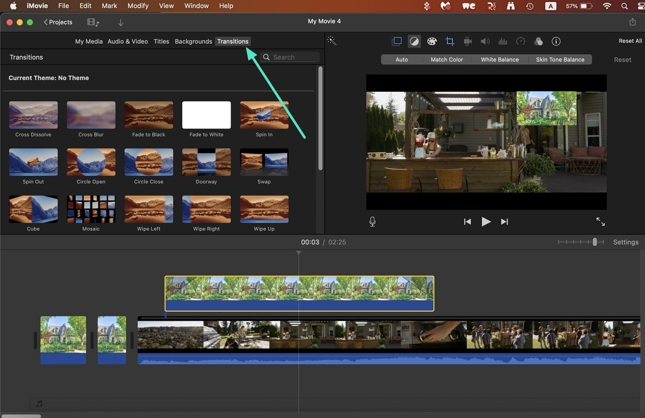 add transitions and export imovie