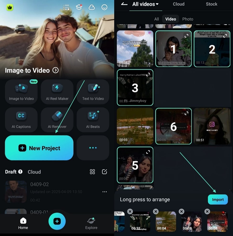 start new project filmora app