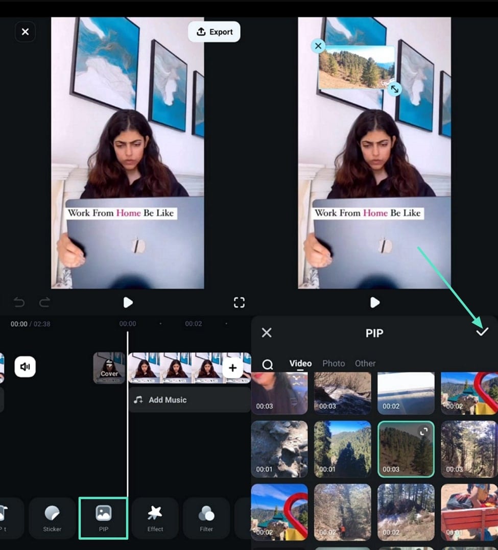  add pip filmora app