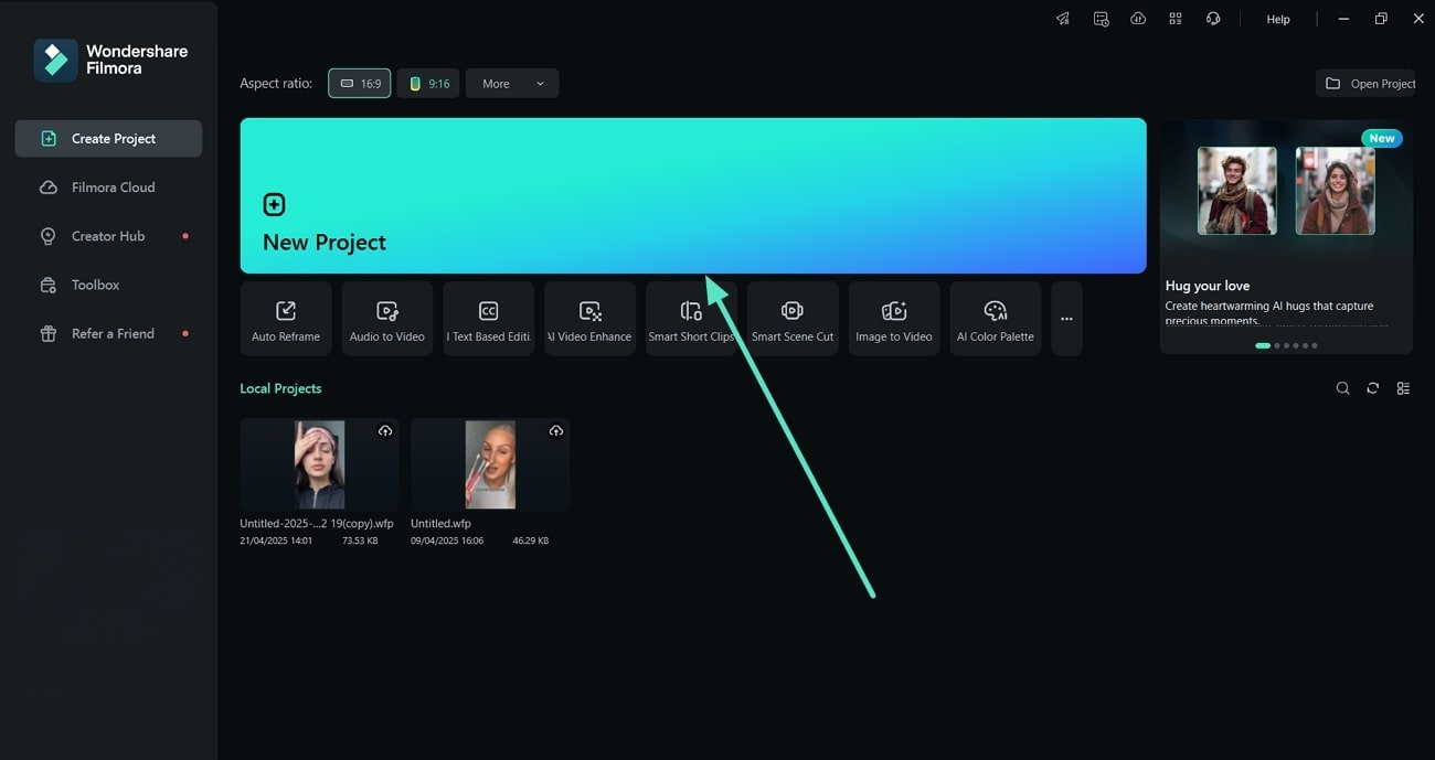 create project filmora