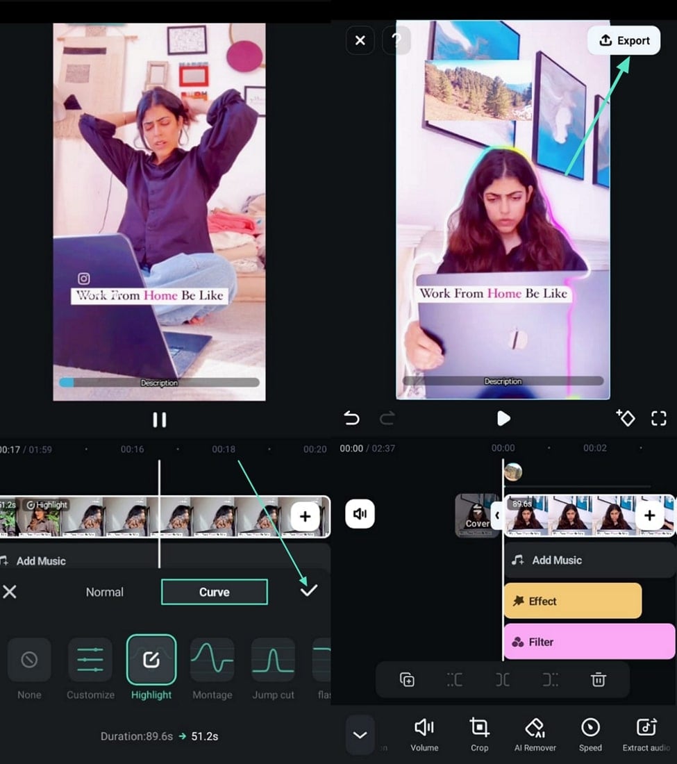 adjust speed and export filmora app