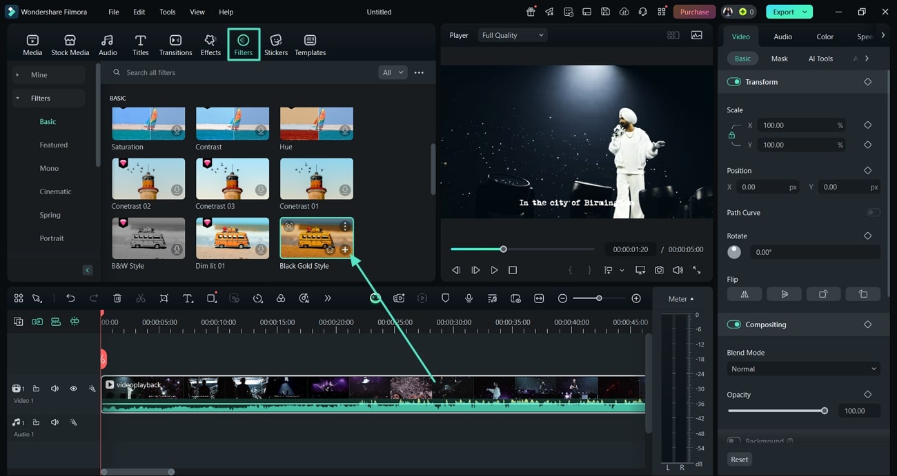 add filter within video