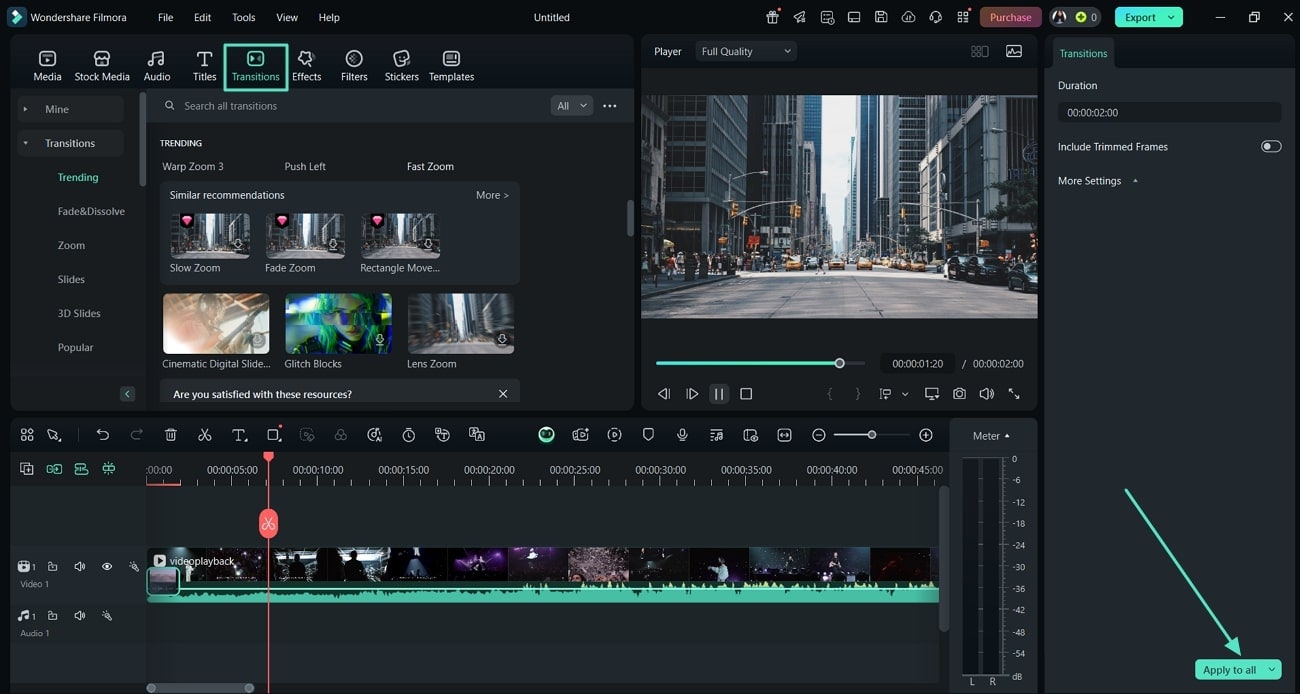 add transitions in filmora