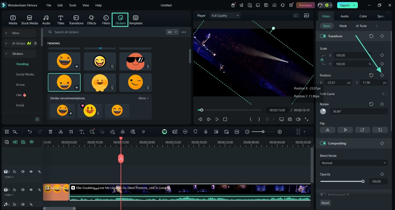 add stickers into filmora