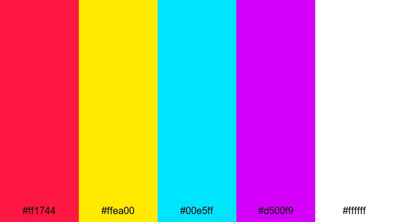 big top neon lights circus color palette with hex codes