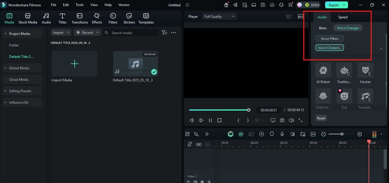 selecting effects on filmora
