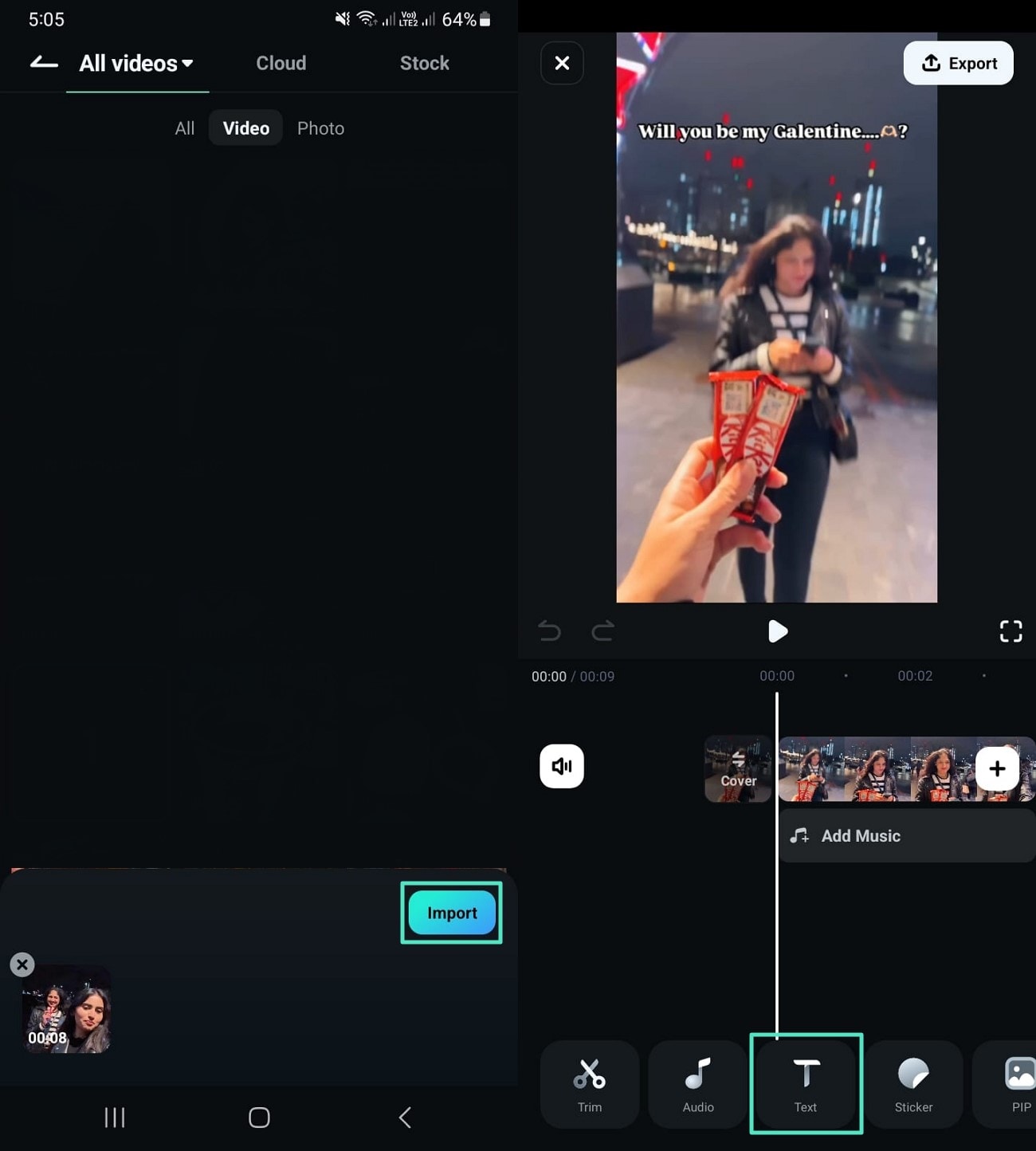 import video and add text