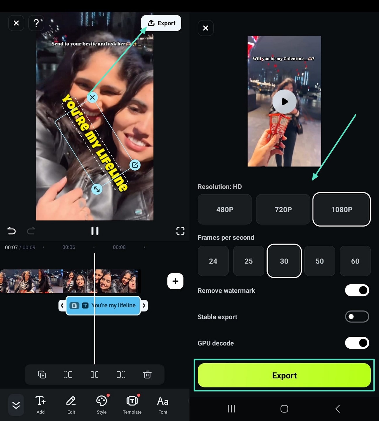 set file format and export birthday video