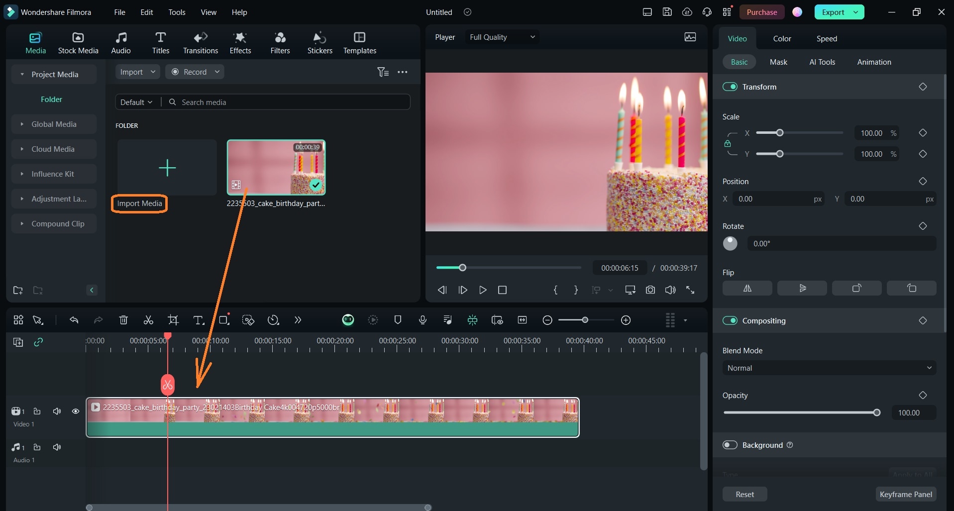 filmora timeline