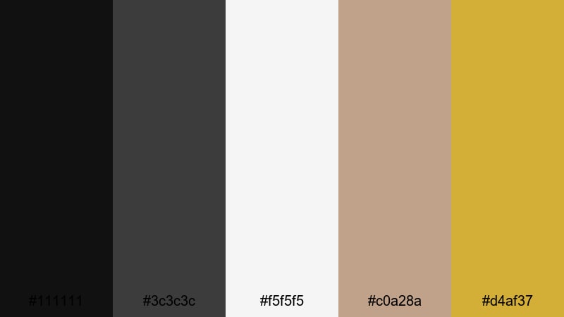 black tie birthday chic birthday color palette with hex codes