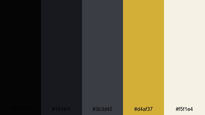 black tie gala onyx color palette with hex codes