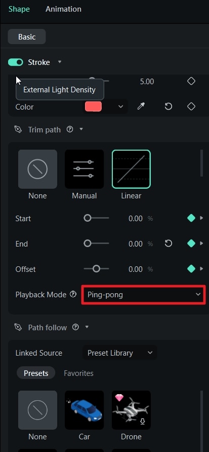 wondershare filmora loop options