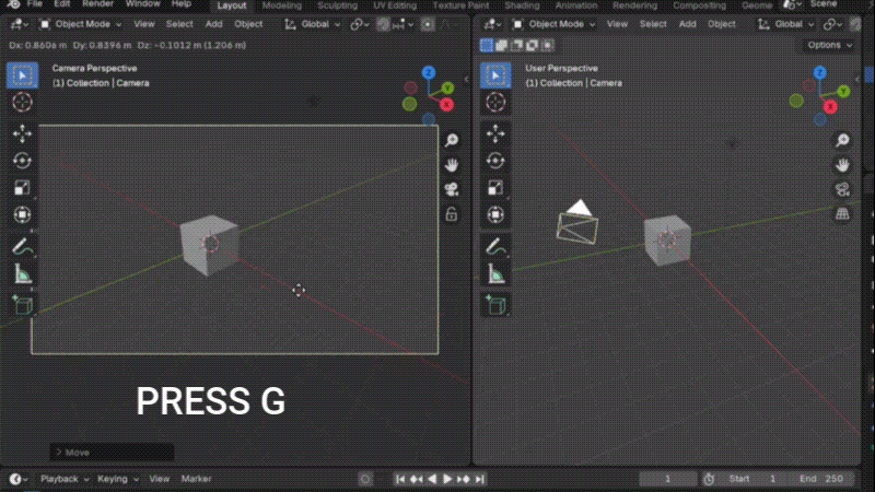 press z and g for moving