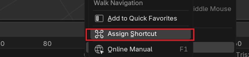 assign shortcut for walk navigation