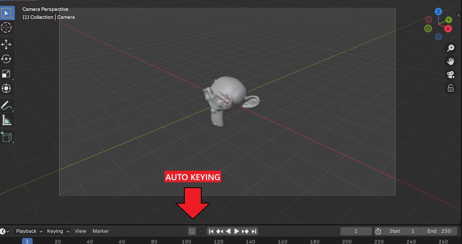 select auto keying on toolbar