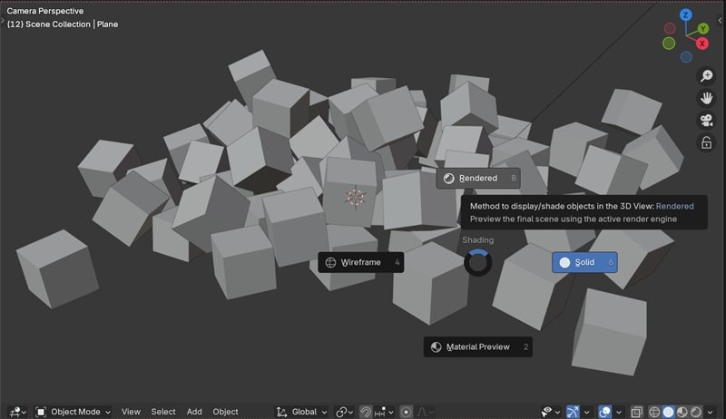 select rendered viewport shading