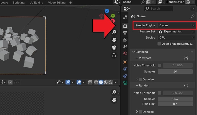 select cycles as render engine