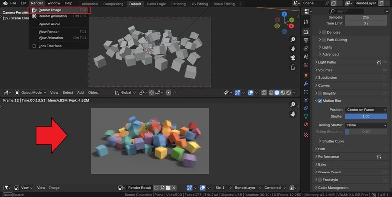motion blur render in cycles result