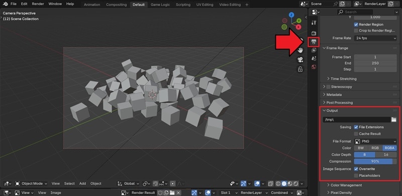adjust output settings to png rgba