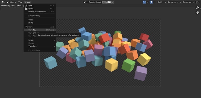 render and save result