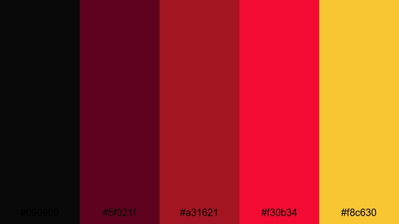 blockbuster ruby premiere red color palette with hex codes