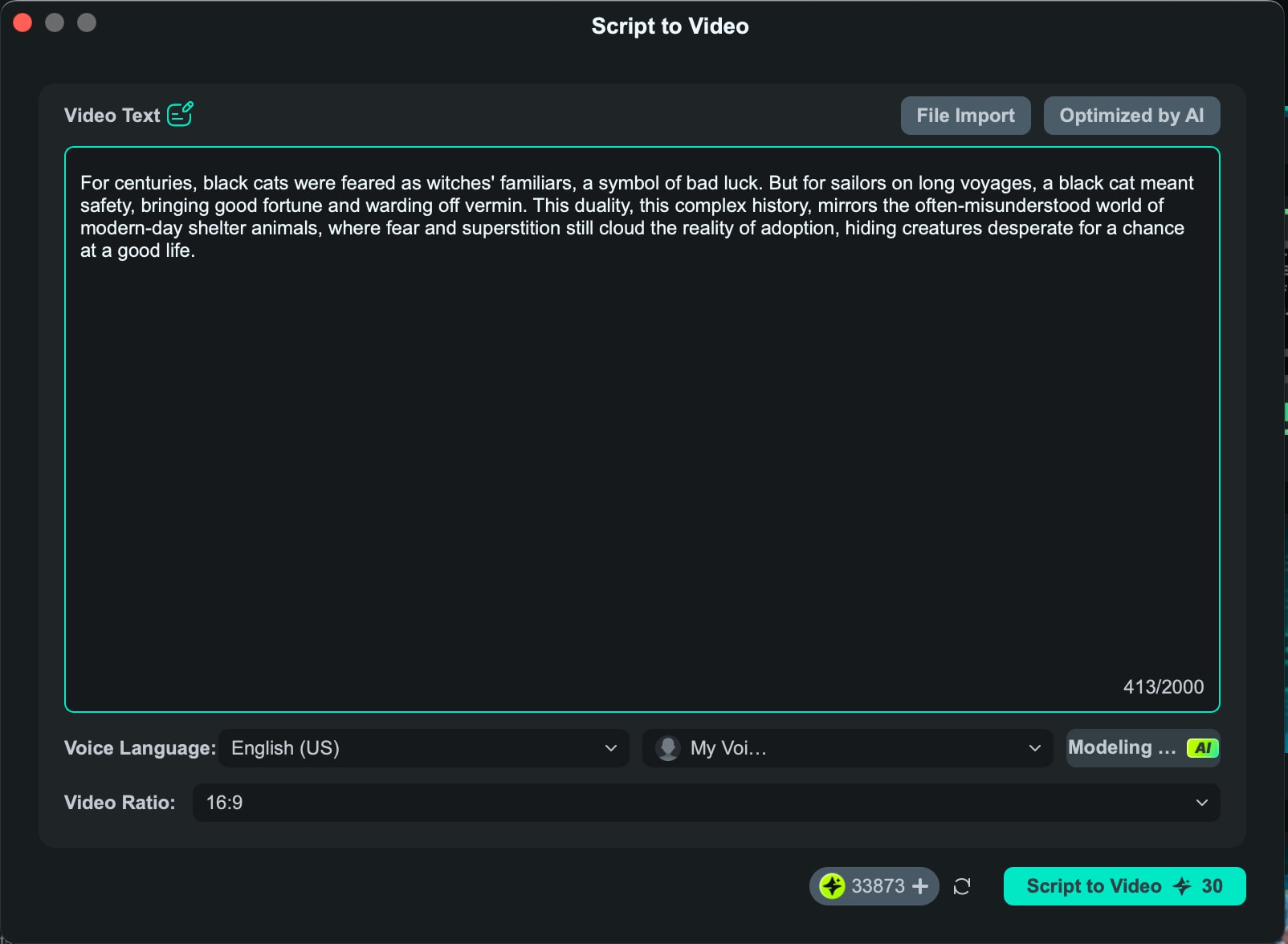 filmora ia script vers vidéo