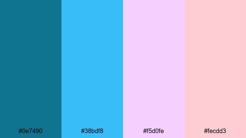 blossom tide whispers teal magenta color palette with hex codes