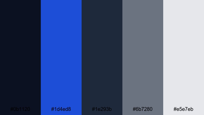 blueprint wireframe gray dark blue color palette with hex codes