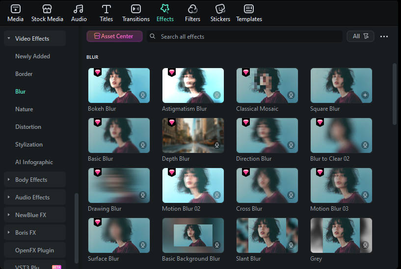 Filmora Tilt-Shift effects