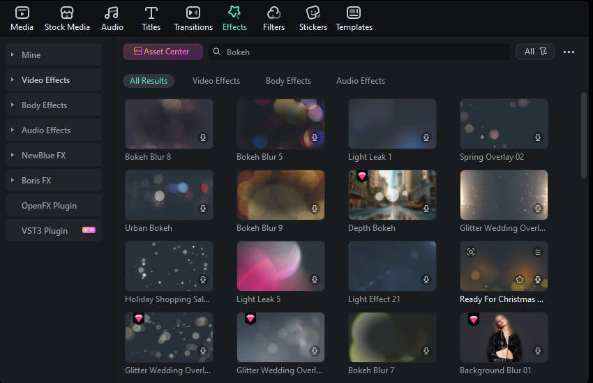  Filmora Bokeh effect 