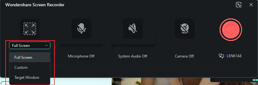 Customize the screen recording range