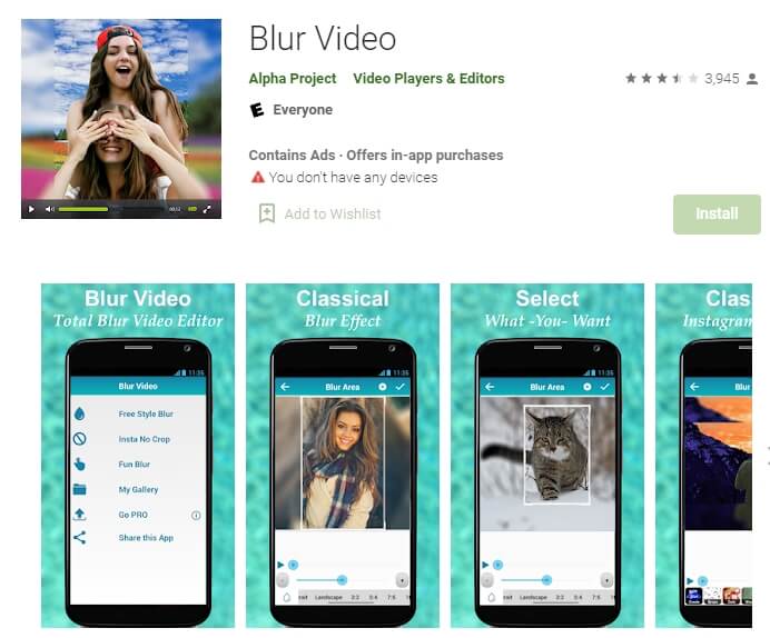Blur video app  on Android 