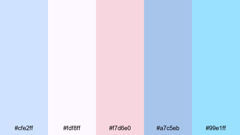 blush and breeze harmony pastel blue color palette with hex codes