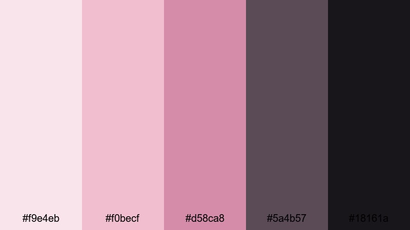 blush & charcoal luxe pink color palette with hex codes