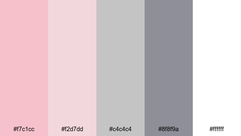 blush and concrete pastel pink color palette with hex codes