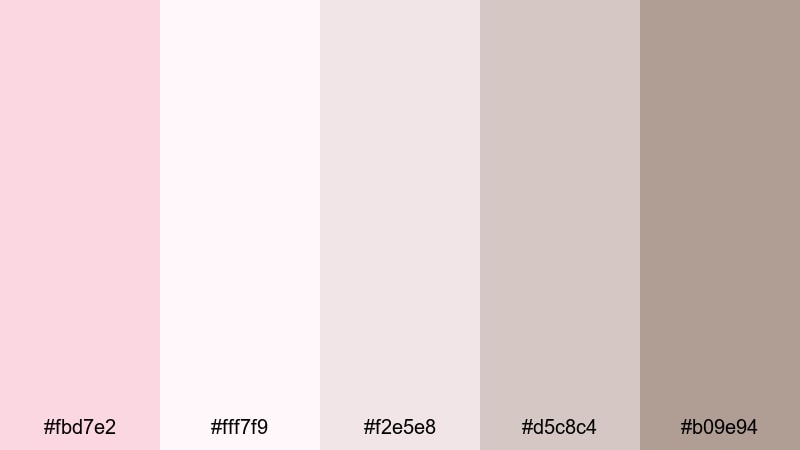 blush and ivory studio light pink color palette with hex codes