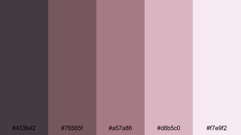 blush ash daydreams gray maroon color palette with hex codes