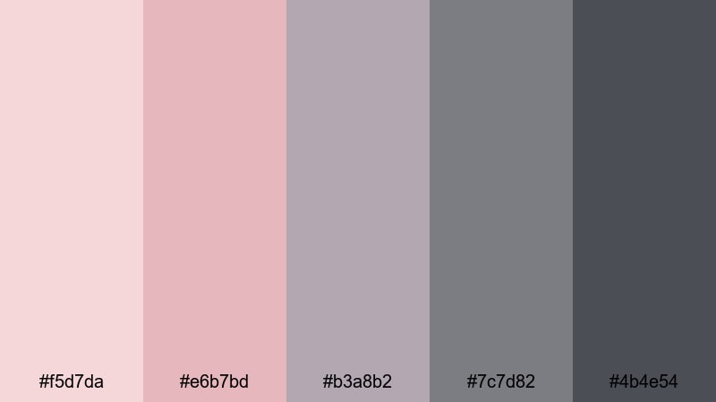 blush ash harmony gray red color palette with hex codes