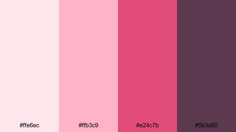 blush berry sunrise raspberry color palette with hex codes